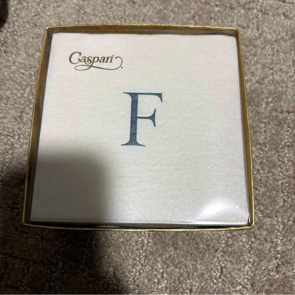 Caspari White Pearl Paper Line  Napkin Box Cocktail Airlaid Initial F 30 Ea